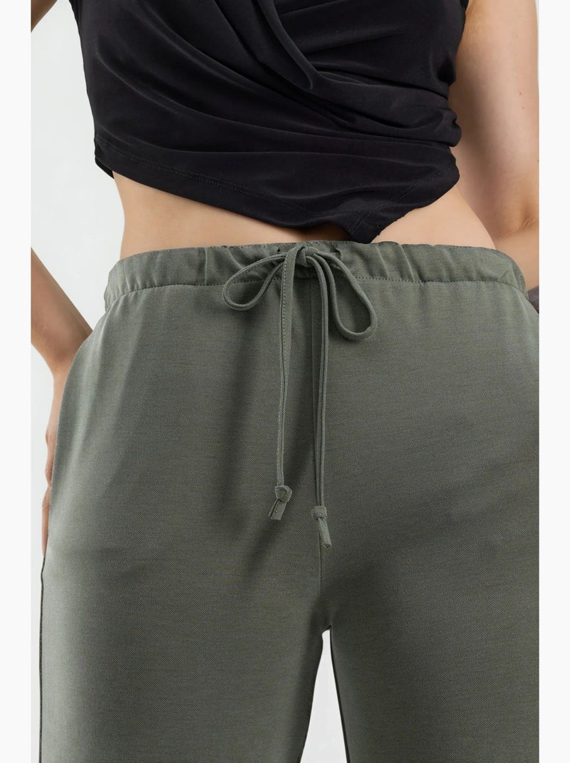 Calças de fato de treino de perna larga com cintura com cordão busem Cáqui - Kiabi