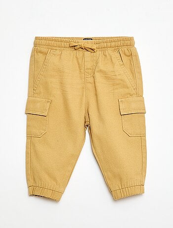 Calças de fato de treino de sarja com bolsos de aba