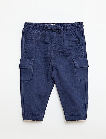 Calças de fato de treino de sarja com bolsos de aba