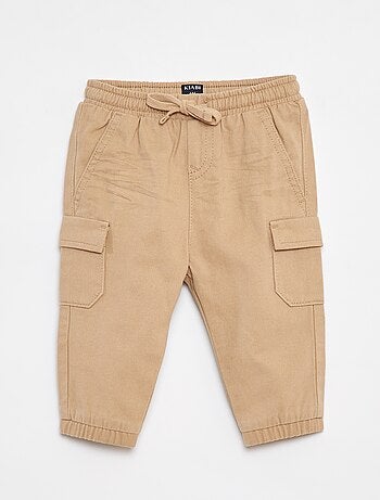 Calças de fato de treino de sarja com bolsos de aba