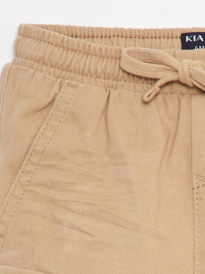 Calças de fato de treino de sarja com bolsos de aba Bege - Kiabi