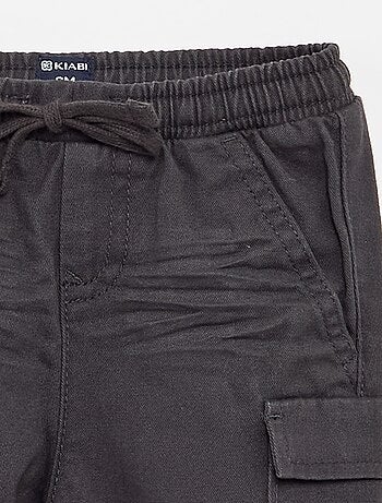 Calças de fato de treino de sarja com bolsos de aba