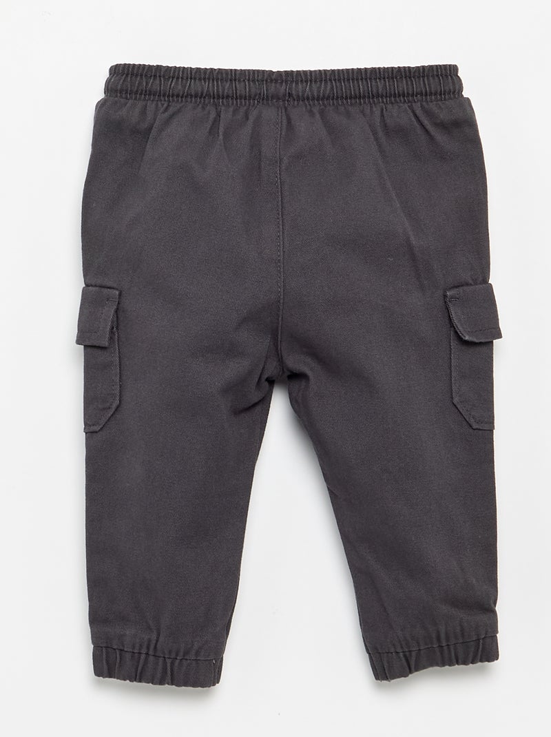 Calças de fato de treino de sarja com bolsos de aba Preto - Kiabi