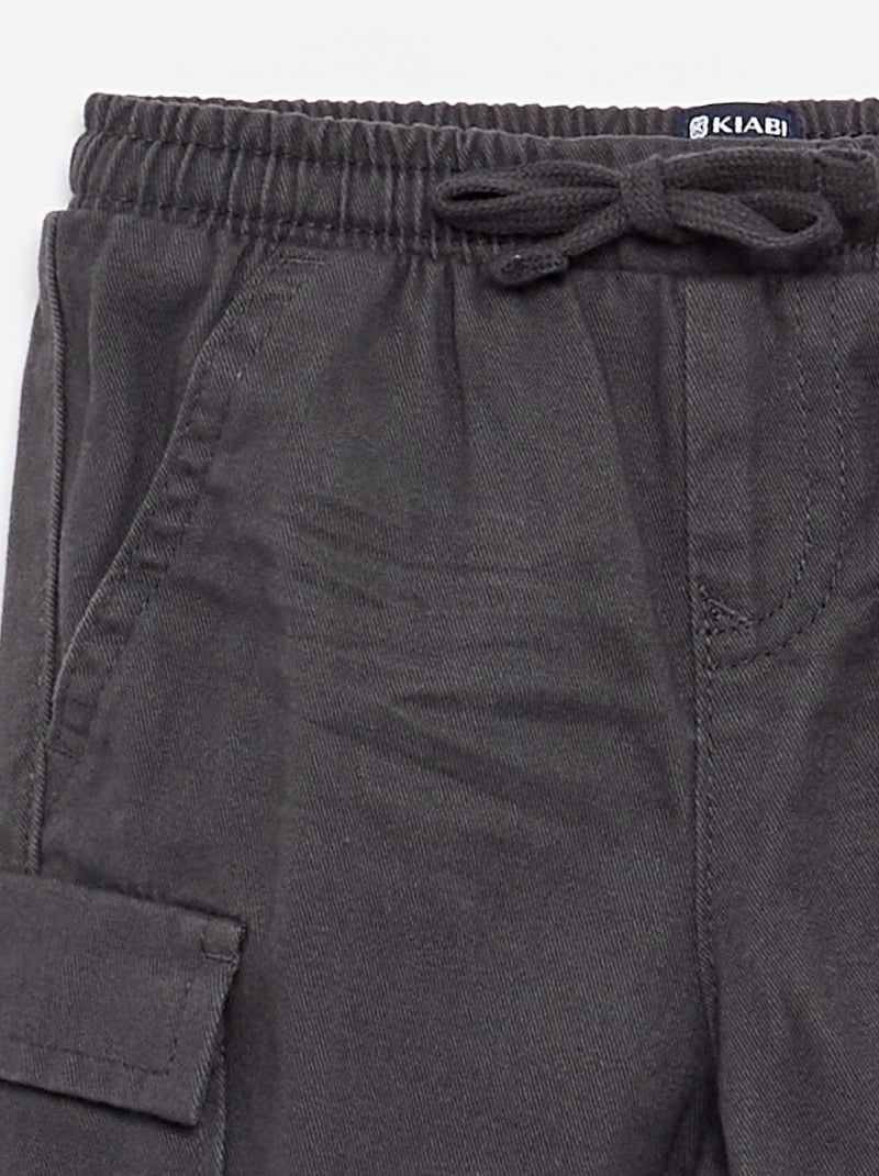 Calças de fato de treino de sarja com bolsos de aba Preto - Kiabi