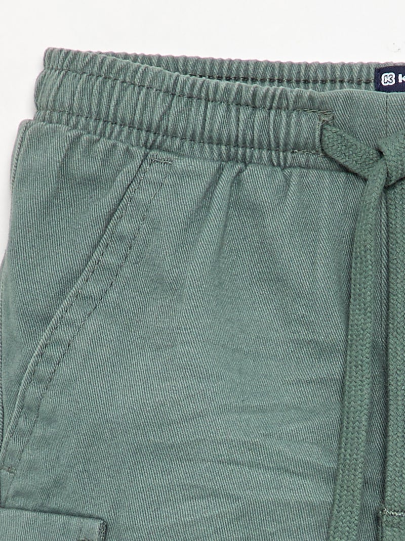Calças de fato de treino de sarja com bolsos de aba Verde - Kiabi