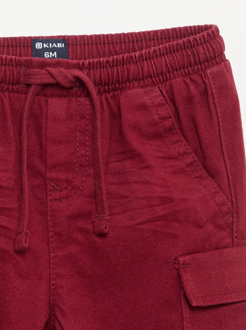 Calças de fato de treino de sarja com bolsos de aba Vermelho - Kiabi