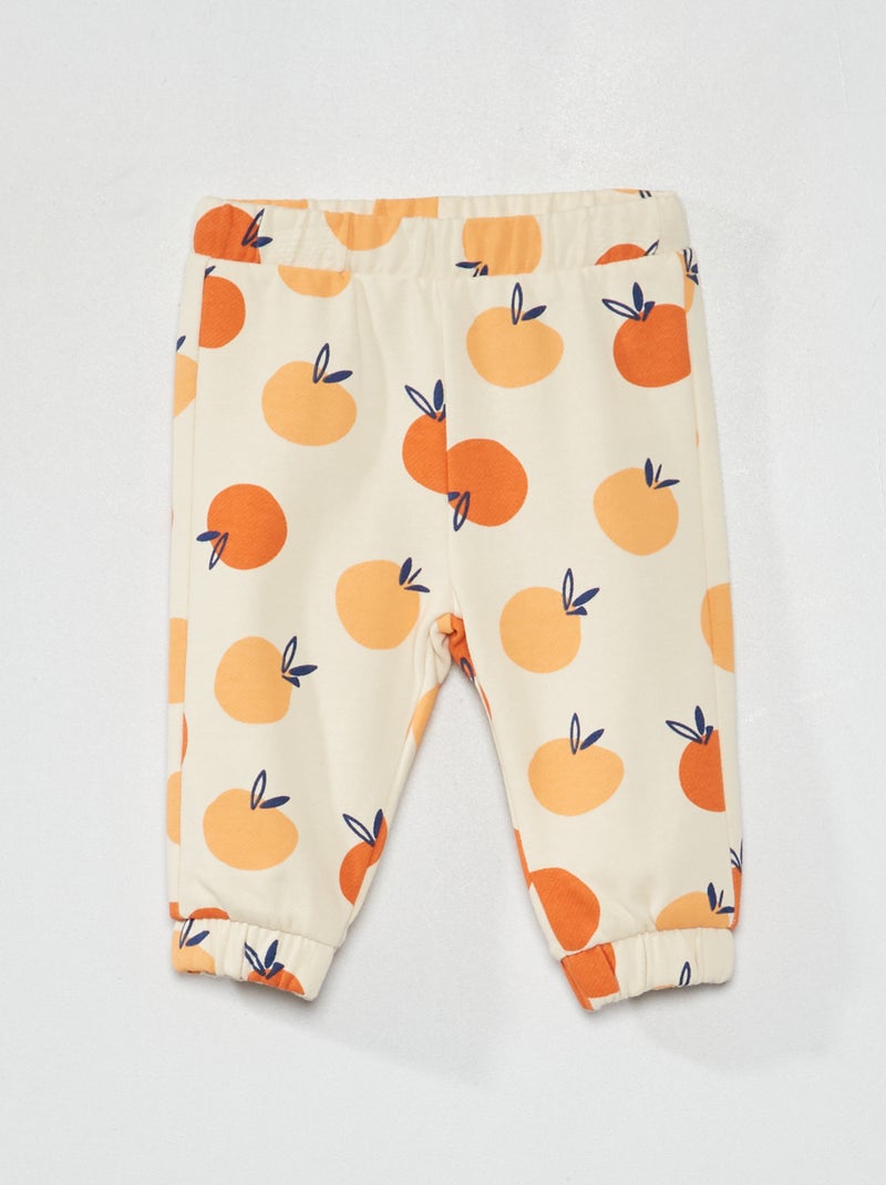 Calças de fato de treino em algodão com estampado BRANCO - Kiabi