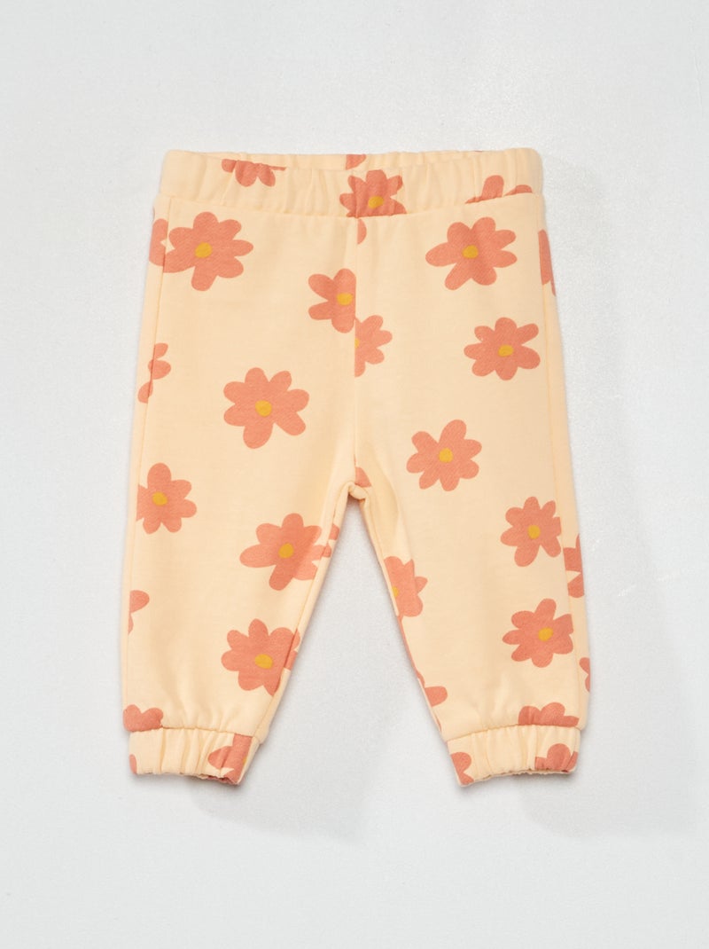 Calças de fato de treino em algodão com estampado LARANJA - Kiabi