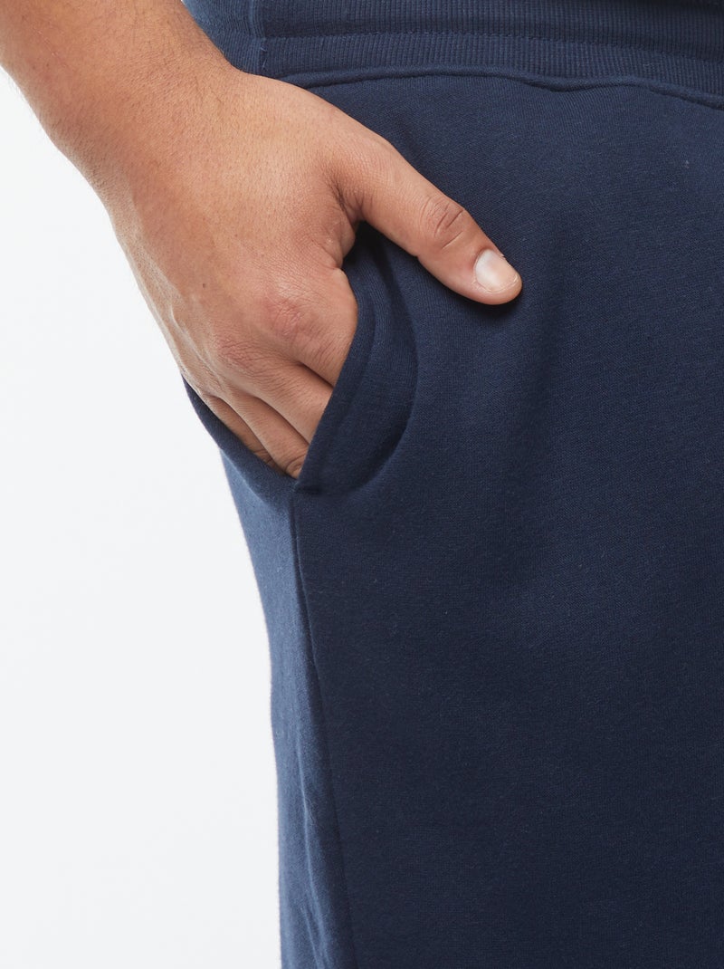 Calças de fato de treino em moletão cardado liso Azul - Kiabi