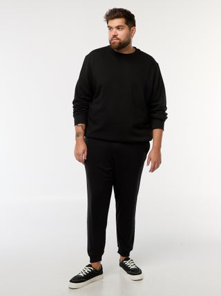 Calças de fato de treino em moletão cardado liso