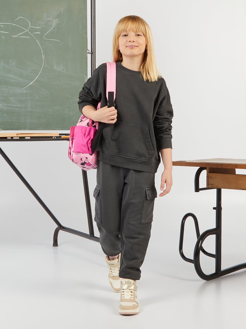 Calças de fato de treino em moletão com bolsos PRETO - Kiabi
