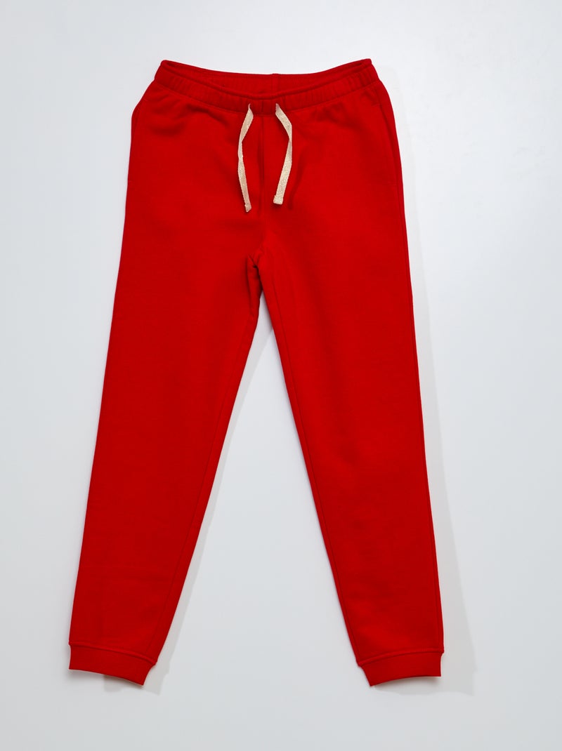 Calças de fato de treino em moletão com cintura elástica VERMELHO - Kiabi