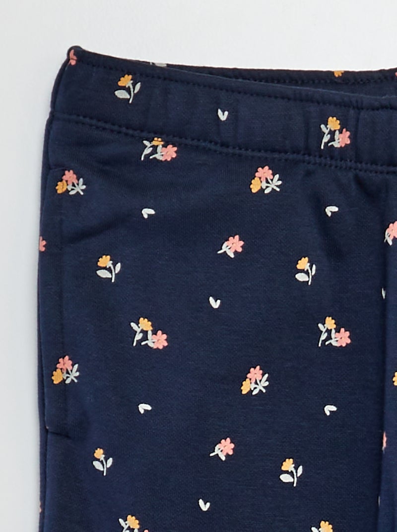 Calças de fato de treino em moletão com estampado AZUL - Kiabi