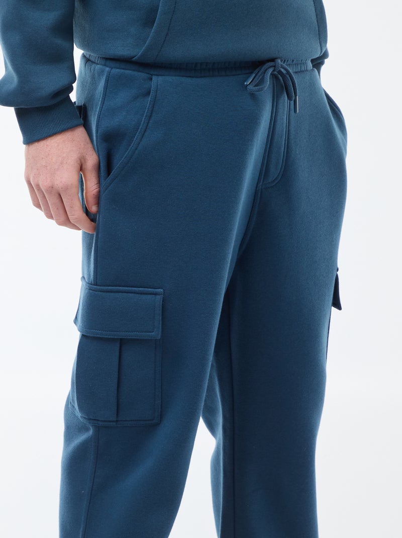 Calças de fato de treino em moletão com muitos bolsos Azul - Kiabi