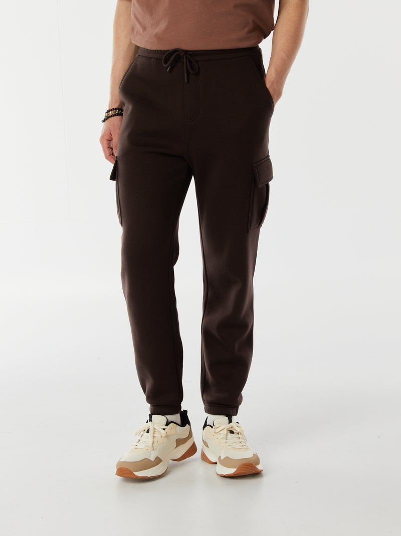 Calças de fato de treino em moletão com muitos bolsos Castanho - Kiabi