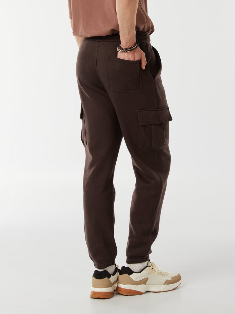 Calças de fato de treino em moletão com muitos bolsos Castanho - Kiabi