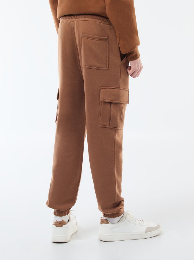 Calças de fato de treino em moletão com muitos bolsos Castanho - Kiabi