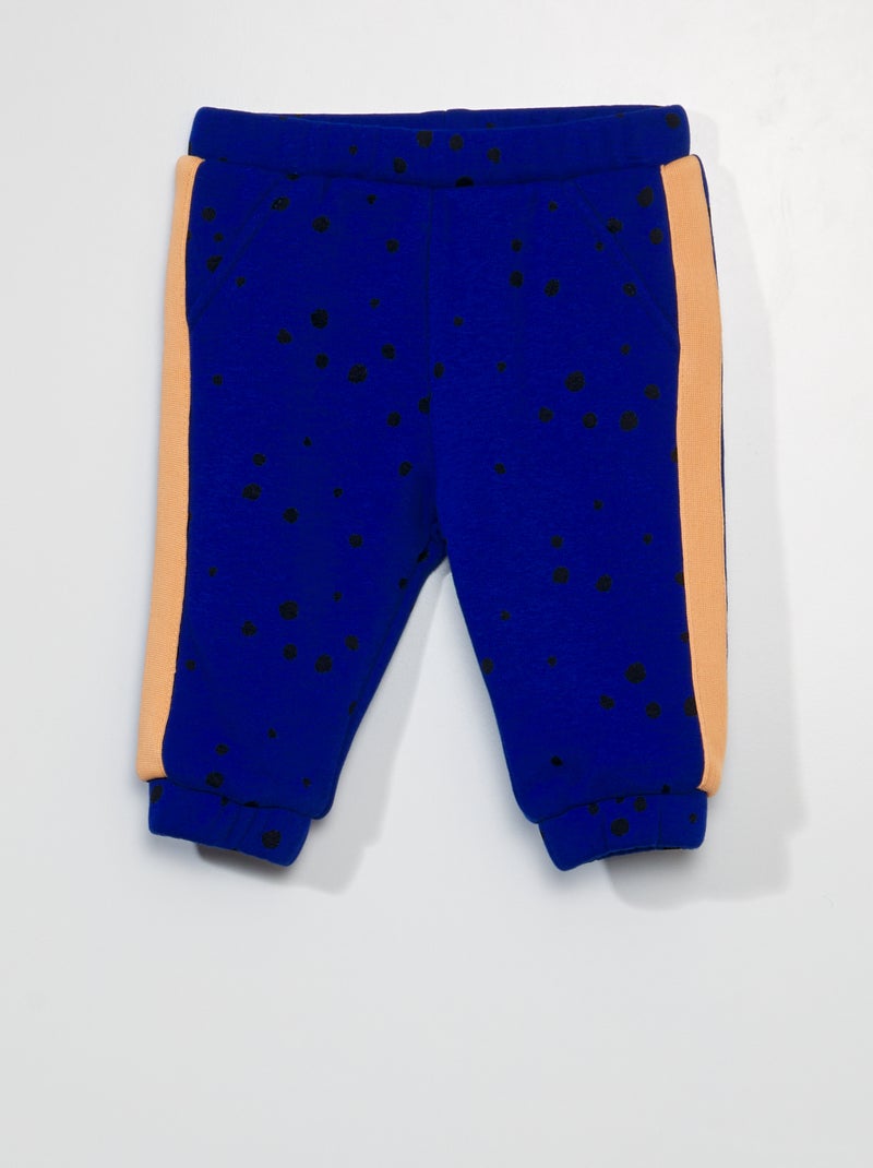 Calças de fato de treino em moletão estampado AZUL - Kiabi