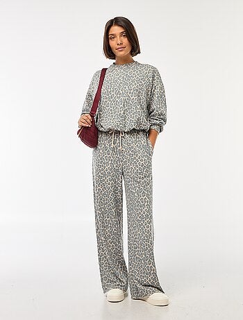 Calças de fato de treino em moletão leve com 2 bolsos