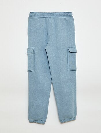 Calças de fato de treino em moletão liso com vários bolsos