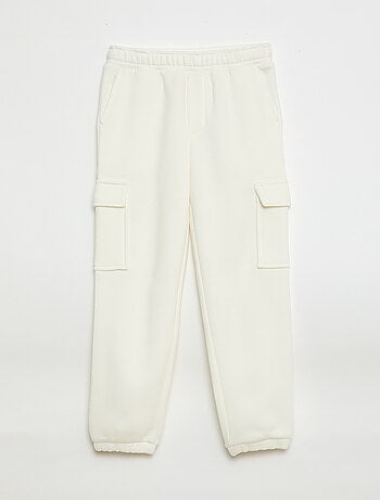 Calças de fato de treino em moletão liso com vários bolsos