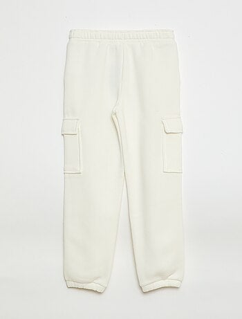 Calças de fato de treino em moletão liso com vários bolsos