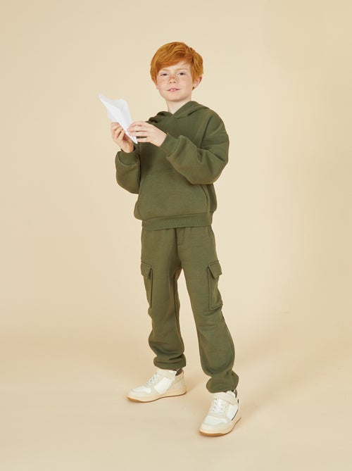 Calças de fato de treino em moletão liso com vários bolsos - Kiabi