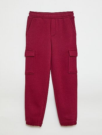 Calças de fato de treino em moletão liso com vários bolsos