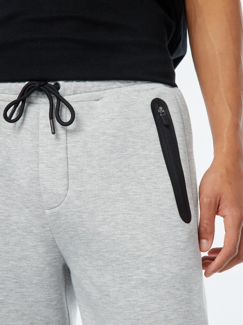 Calças de fato de treino em moletão tipo neopreno com bolsos com fecho Cinza - Kiabi