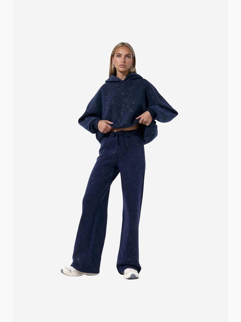 Calças de fato de treino femininas de algodão e elastano busem Azul-marinho - Kiabi