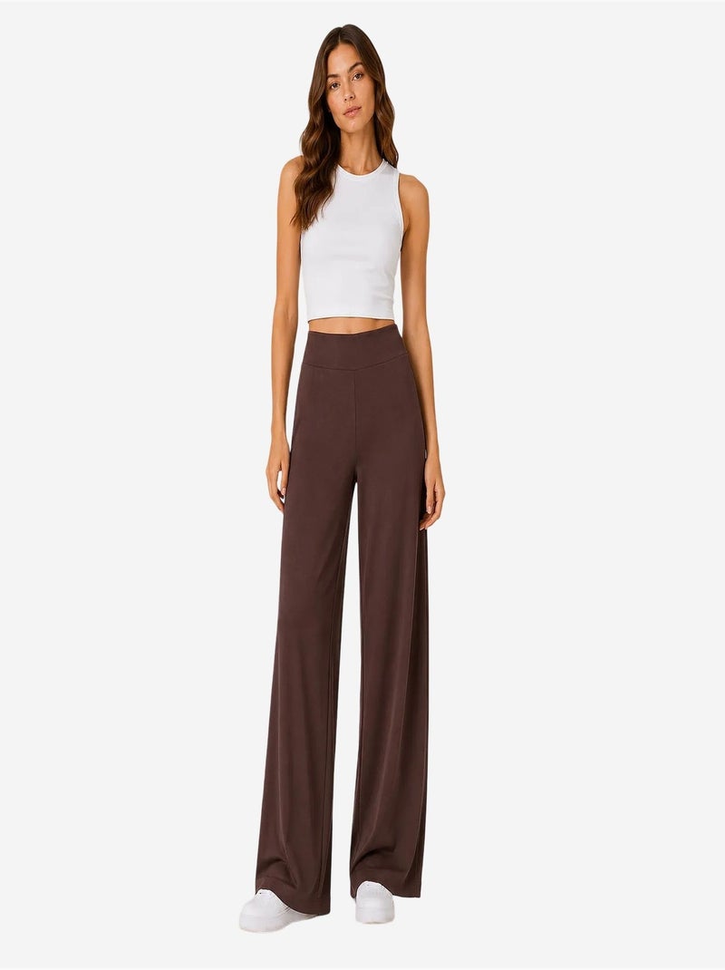 Calças de fato de treino femininas em mistura de viscose tommy Castanho-chocolate - Kiabi