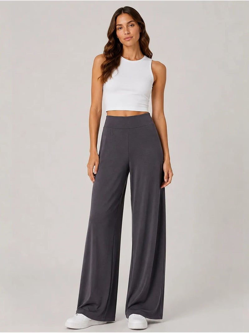 Calças de fato de treino femininas em mistura de viscose tommy Cinza-preto - Kiabi
