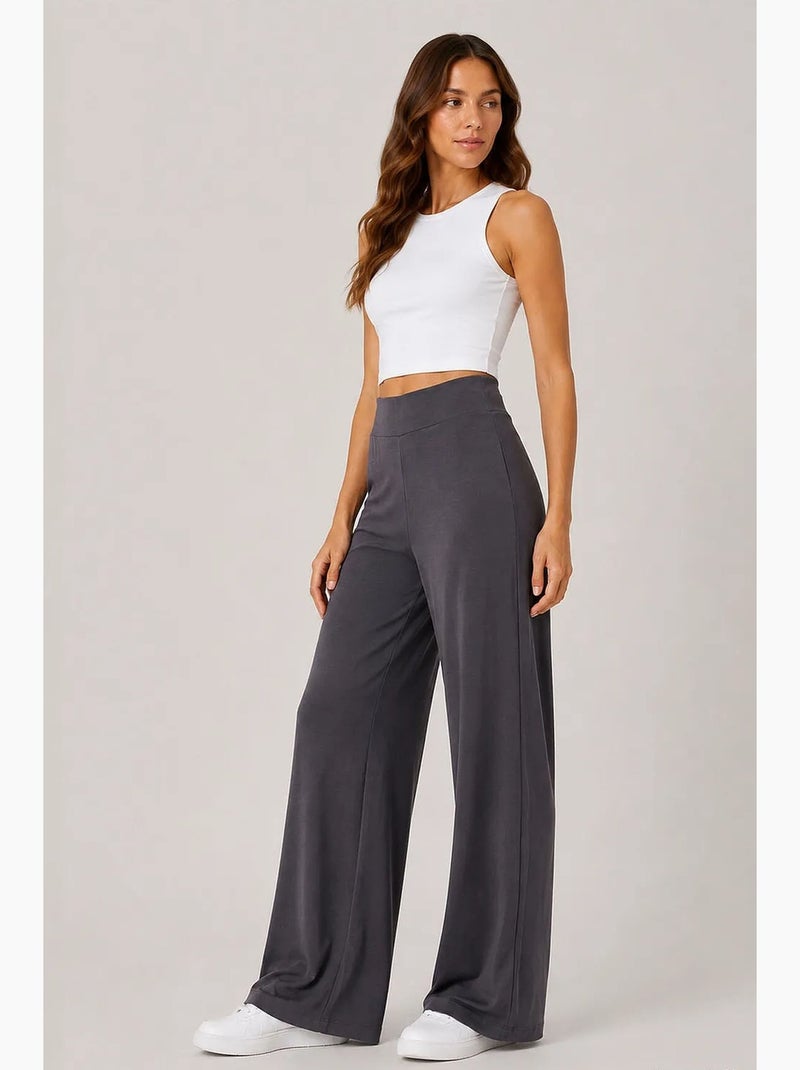 Calças de fato de treino femininas em mistura de viscose tommy Cinza-preto - Kiabi