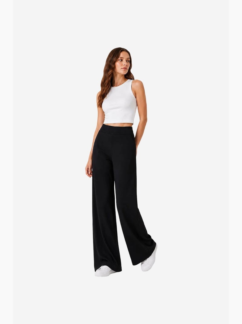 Calças de fato de treino femininas em mistura de viscose tommy Preto - Kiabi