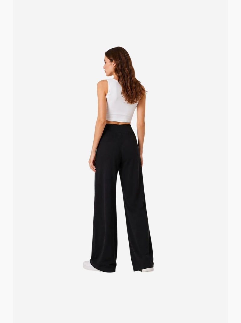 Calças de fato de treino femininas em mistura de viscose tommy Preto - Kiabi