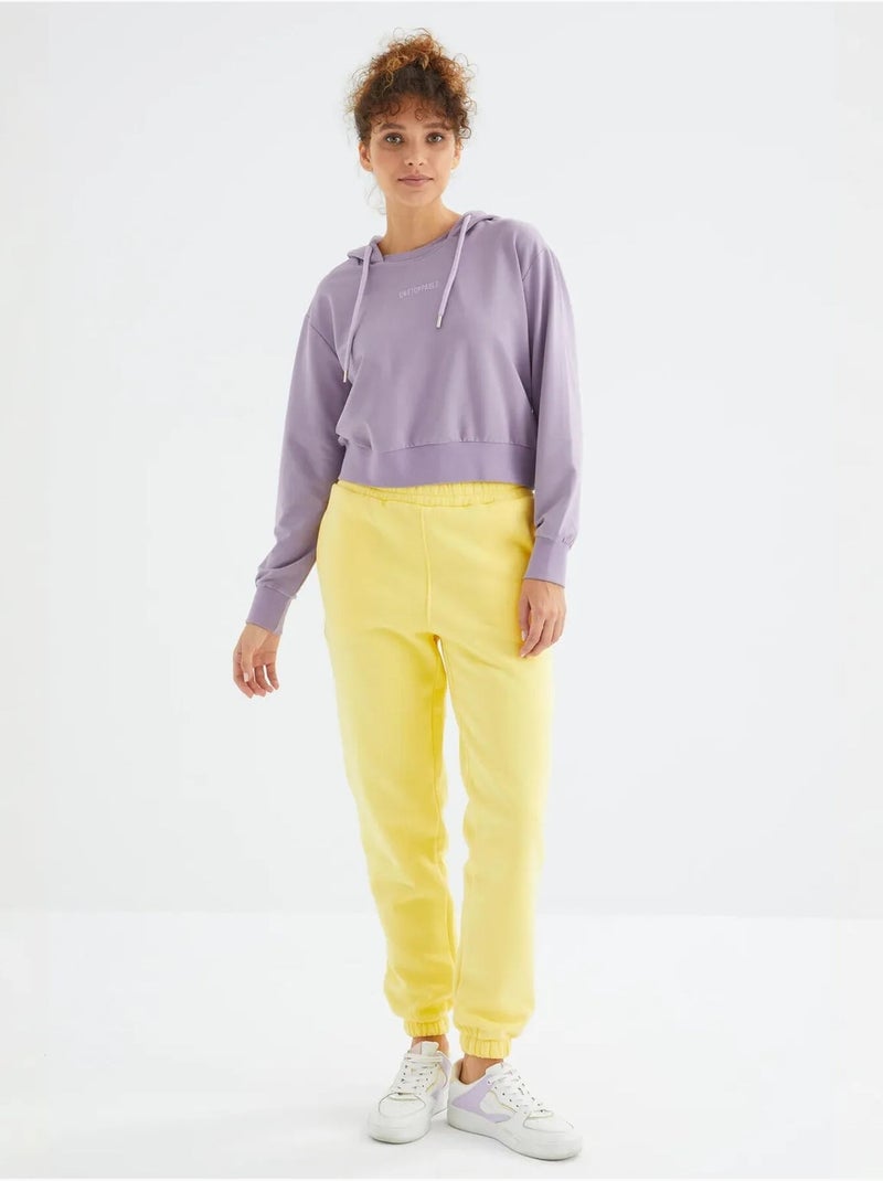 Calças de fato de treino jogger em fleece de cintura subida para mulher tommy Amarelo-limão - Kiabi