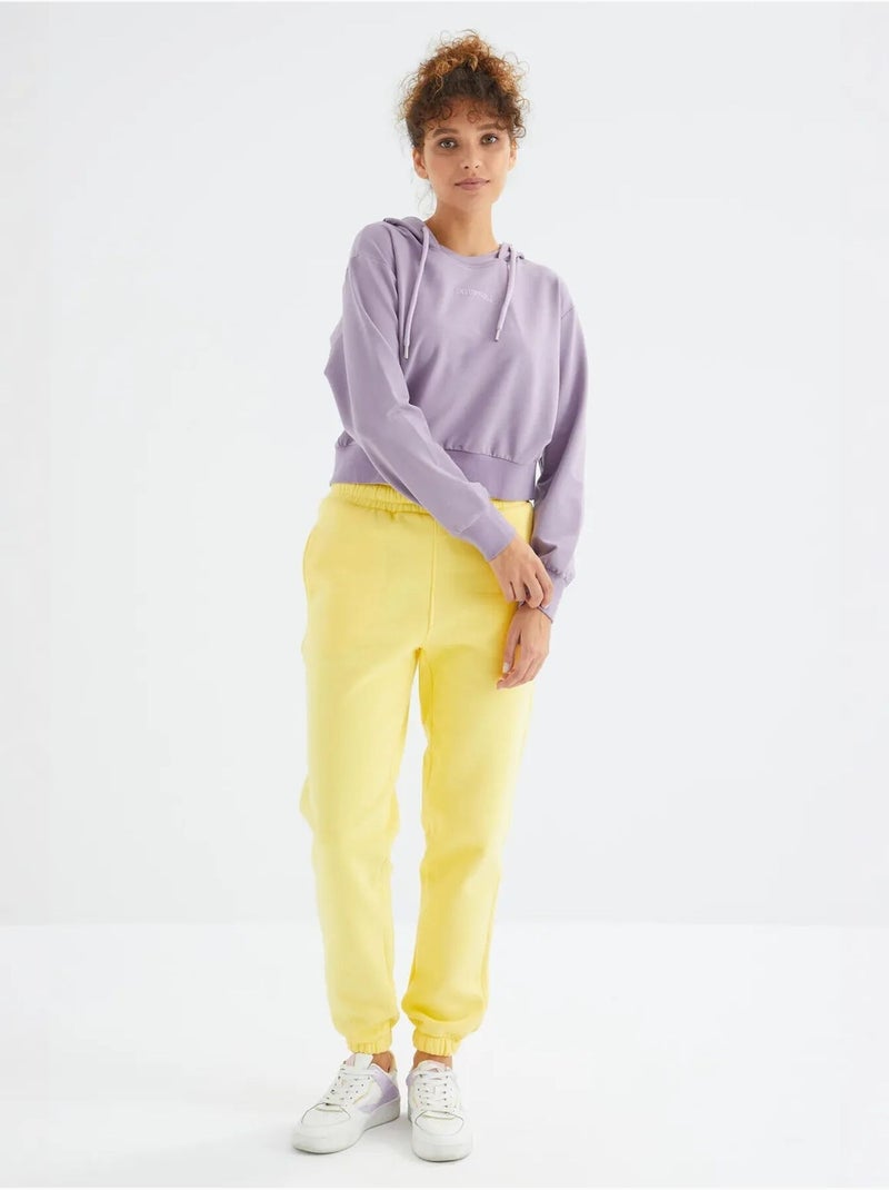 Calças de fato de treino jogger em fleece de cintura subida para mulher tommy Amarelo-limão - Kiabi