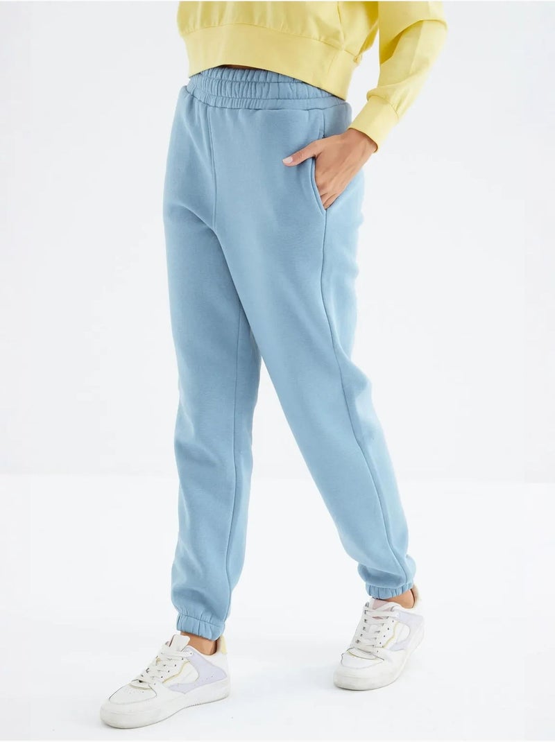 Calças de fato de treino jogger em fleece de cintura subida para mulher tommy Azul-céu - Kiabi