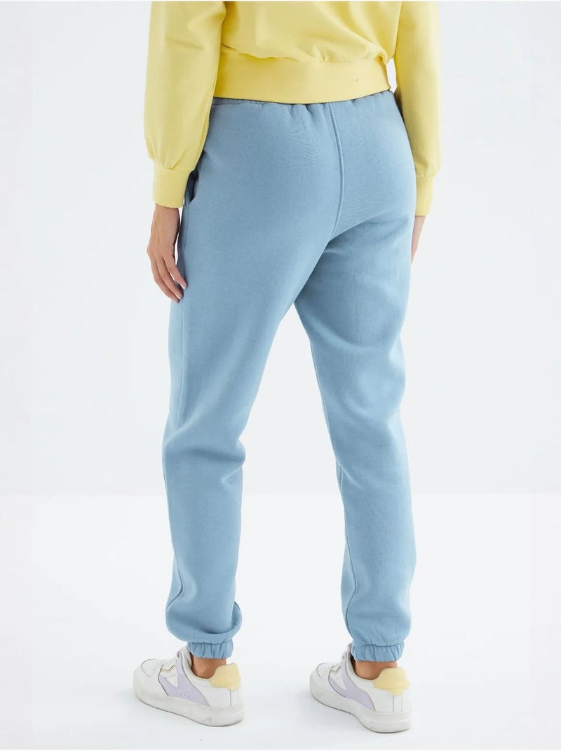 Calças de fato de treino jogger em fleece de cintura subida para mulher tommy Azul-céu - Kiabi