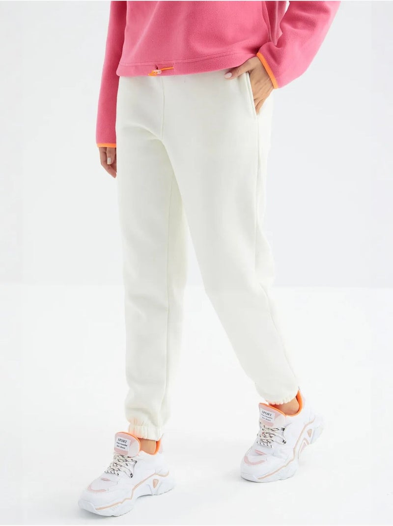 Calças de fato de treino jogger em fleece de cintura subida para mulher tommy Branco sujo - Kiabi