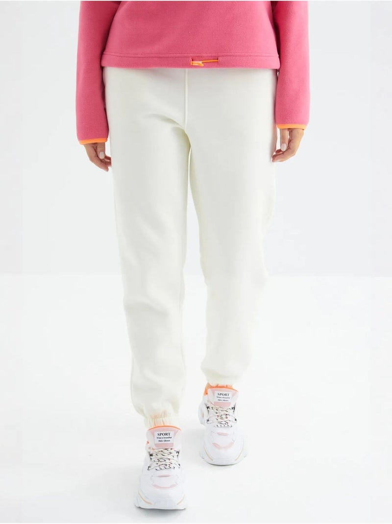 Calças de fato de treino jogger em fleece de cintura subida para mulher tommy Branco sujo - Kiabi