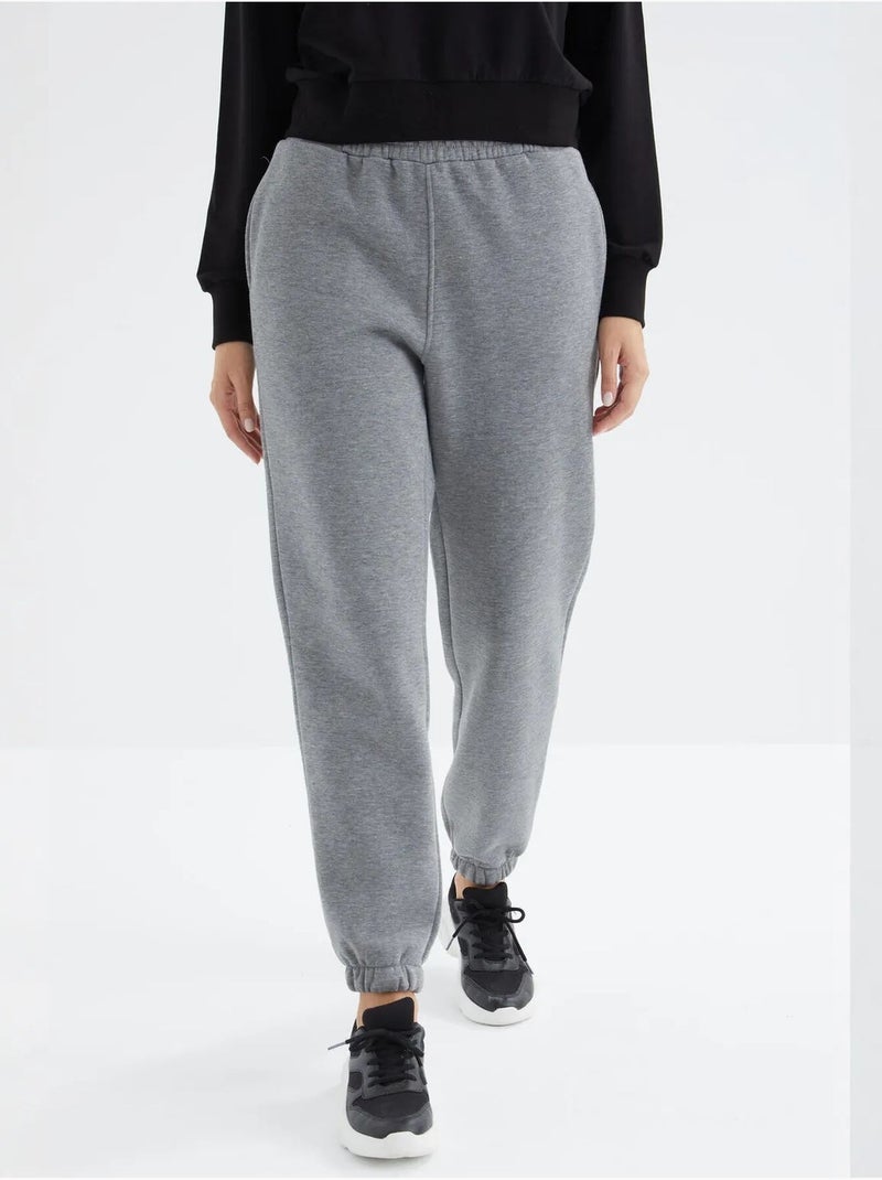 Calças de fato de treino jogger em fleece de cintura subida para mulher tommy Cinza - Kiabi