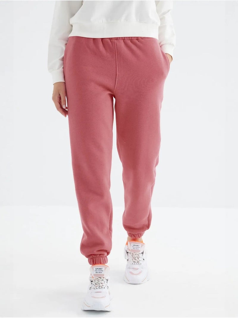 Calças de fato de treino jogger em fleece de cintura subida para mulher tommy Rosa velho - Kiabi