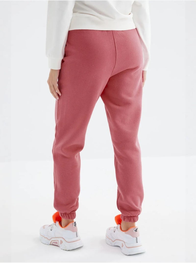 Calças de fato de treino jogger em fleece de cintura subida para mulher tommy Rosa velho - Kiabi