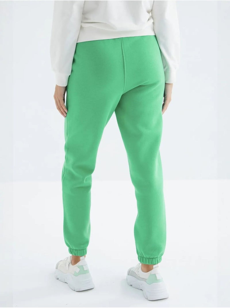 Calças de fato de treino jogger em fleece de cintura subida para mulher tommy Verde - Kiabi