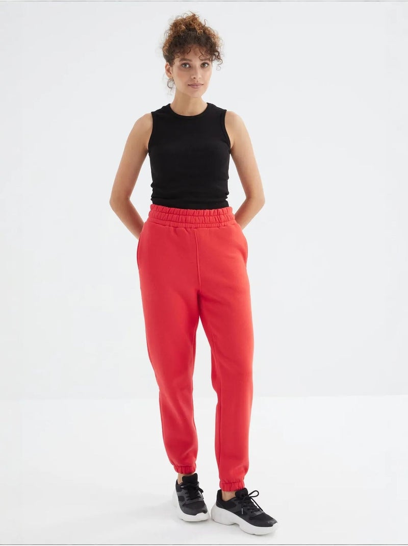 Calças de fato de treino jogger em fleece de cintura subida para mulher tommy Vermelho - Kiabi