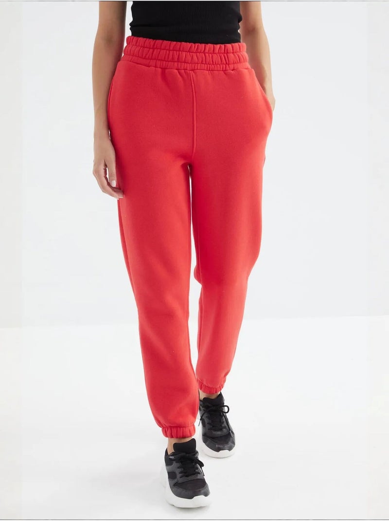 Calças de fato de treino jogger em fleece de cintura subida para mulher tommy Vermelho - Kiabi