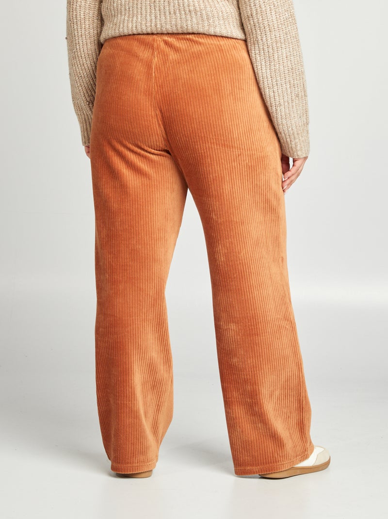 Calças de fato de treino largas em bombazina nervurada CASTANHO - Kiabi