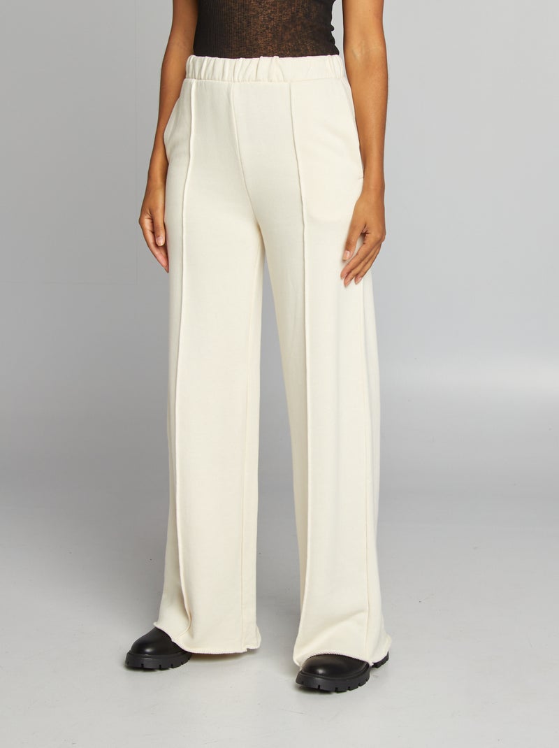 Calças de fato de treino largas em moletão BEGE - Kiabi