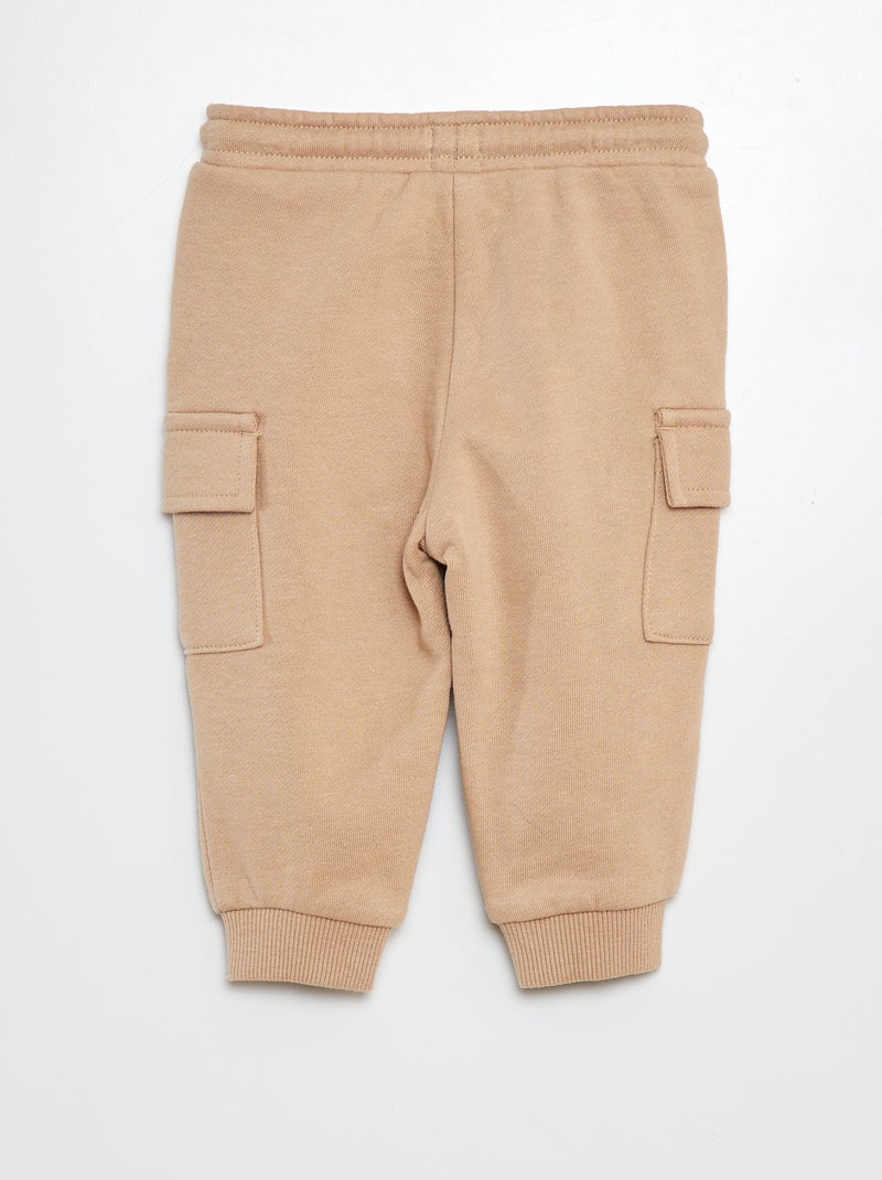 Calças de fato de treino lisas com bolsos com aba BEGE - Kiabi